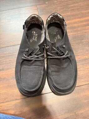 Bobs By Skechers Loafer Shoes Black Cloth Uppers Womans 10